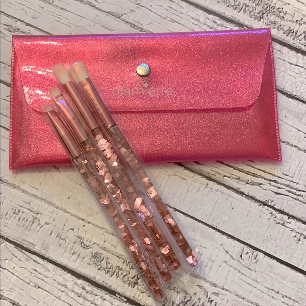 Glamierre Pink Luxe Glitter Eye Brush Set NEW